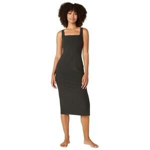 Beyond Yoga Women's Black Square Neck Midi Dress